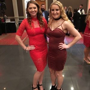 Express red lace dress